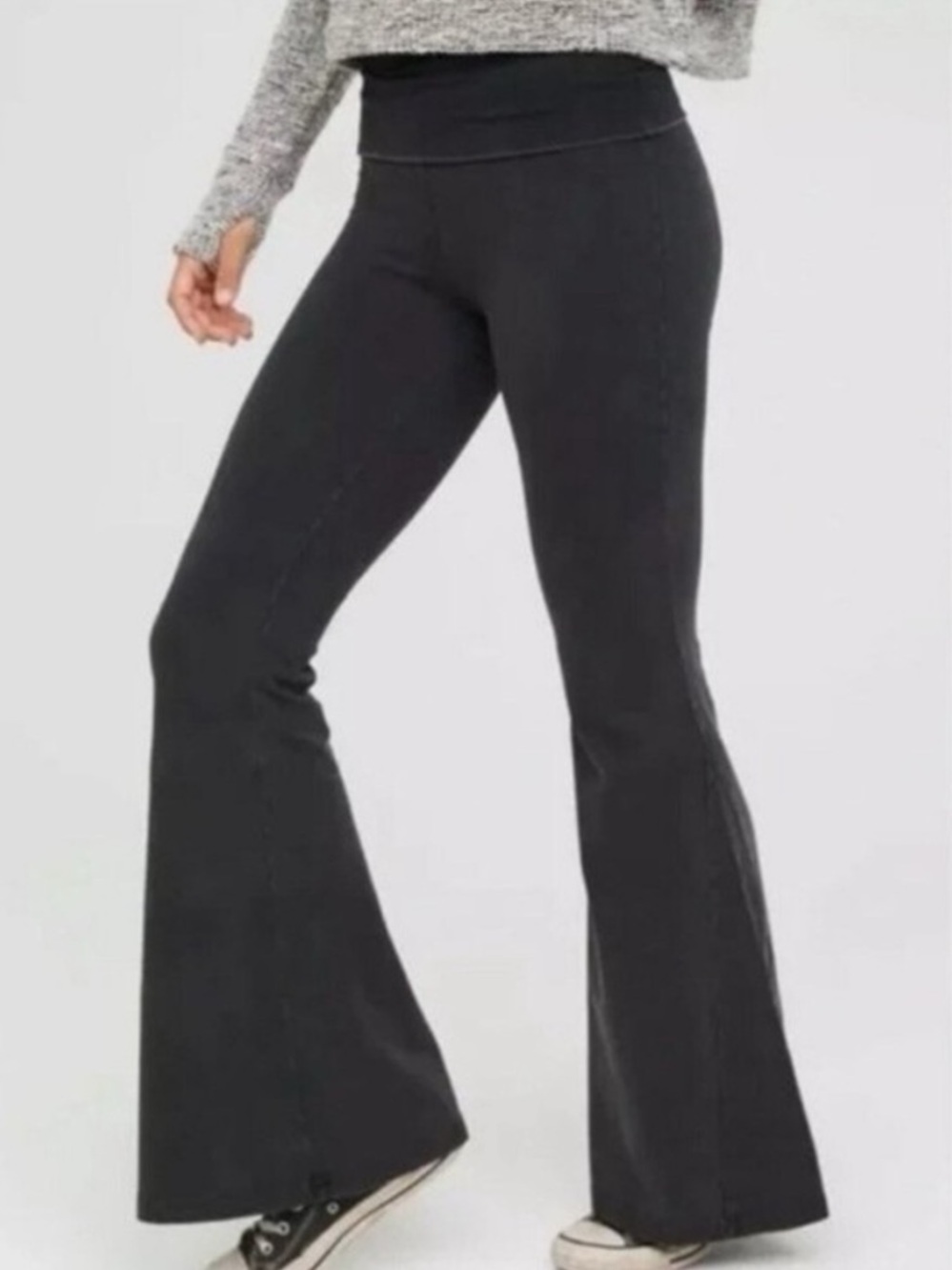 Aerie OFFLINE OG Black High-Waisted Super Flare Yoga